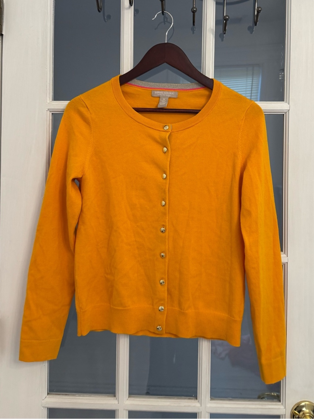 BANANA REPUBLIC Saffron Yellow Extra Fine Merino Wool Button Down Cardigan
